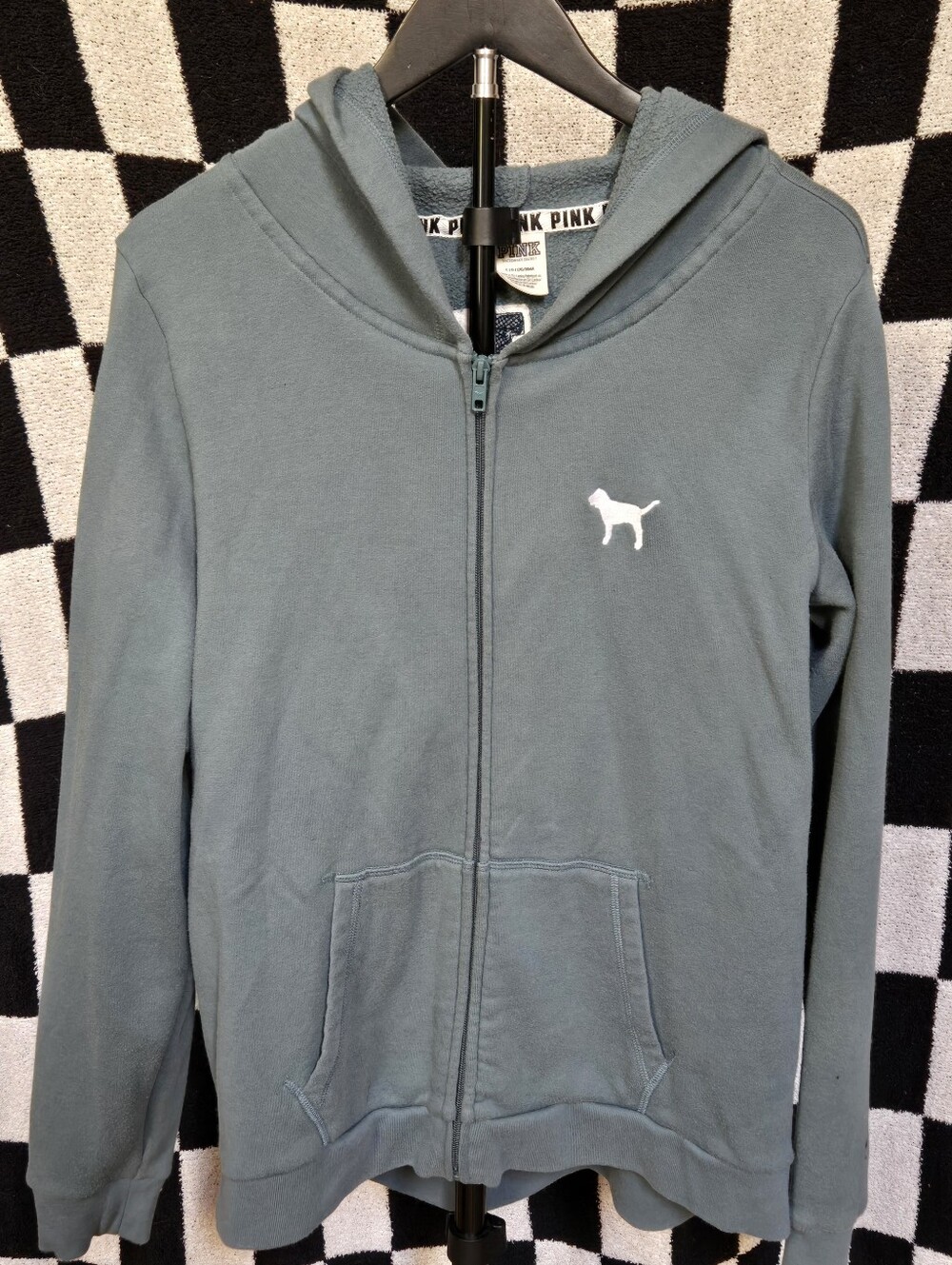 Victoria's Secret Pink embroidered zip up hoodie size large